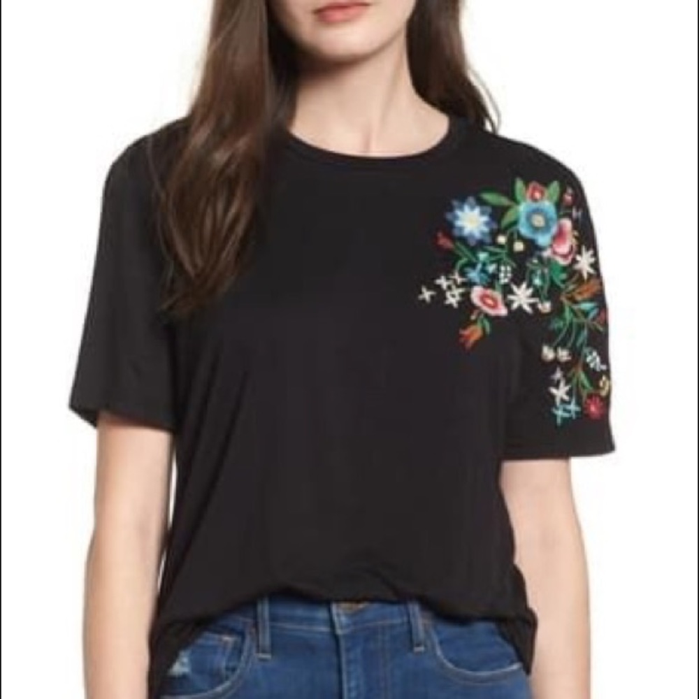 Cotton Emporium Floral Embroidered Tee